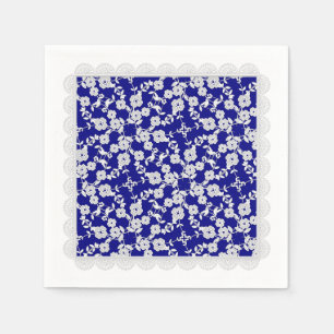 Servilleta De Papel Spray floral,NAPKINS FIESTA Lace-White-Blue-PAPER