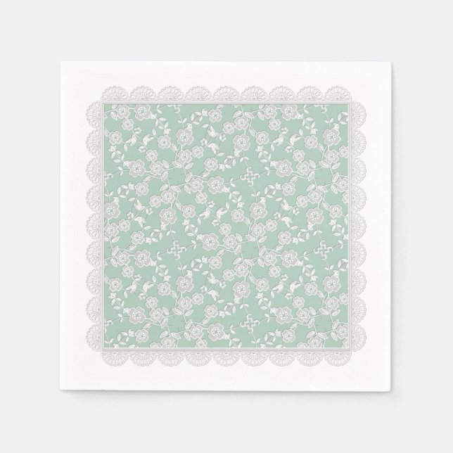 Servilleta De Papel Spray floral, NAPOLETAS DE PAPEL VERDE DE LENTO-BL (Anverso)