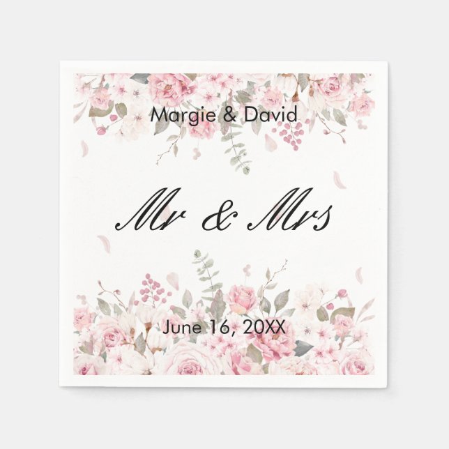Servilleta De Papel Spray floral rosa personalizado (Anverso)