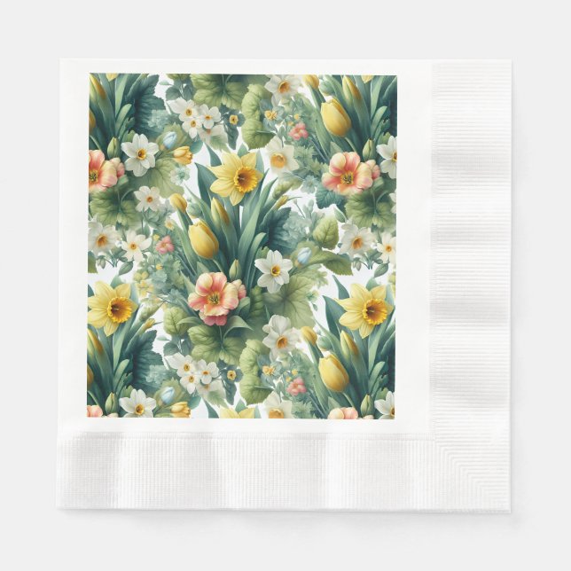 Servilleta De Papel Spring Botanical Floral Easter Napkins (Anverso)
