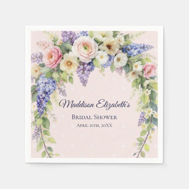 Servilleta De Papel Spring Floral Bridal Shower (Anverso)