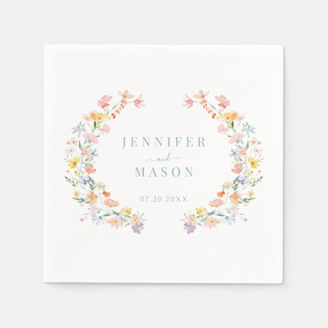 Servilleta De Papel Spring Meadow Wildflowers Garden Wedding (Anverso)