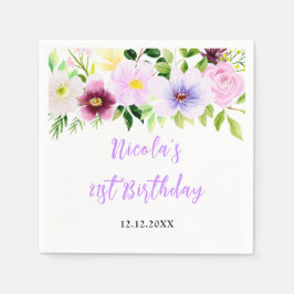 Servilleta De Papel Spring Purple Floral Birthday