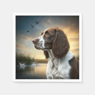 Servilleta De Papel Springer Spaniel Dog by a Duck Pond