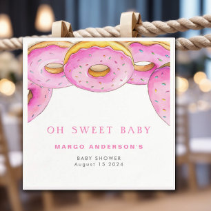 Servilleta De Papel Sprinkle Donuts color de agua Baby Shower rosa