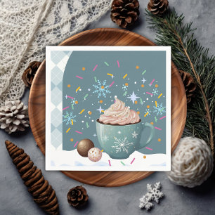 Servilleta De Papel Sprinkles Hot Cocoa Winter Snowflakes Baby Shower