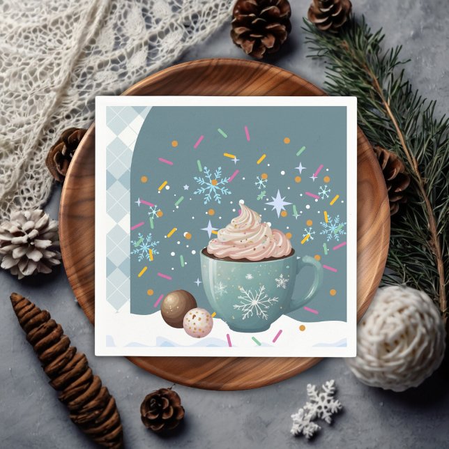 Servilleta De Papel Sprinkles Hot Cocoa Winter Snowflakes Baby Shower (Subido por el creador)