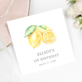Servilleta De Papel Squeeze Lemon Citrus Bebé Primer Cumpleaños Bienve