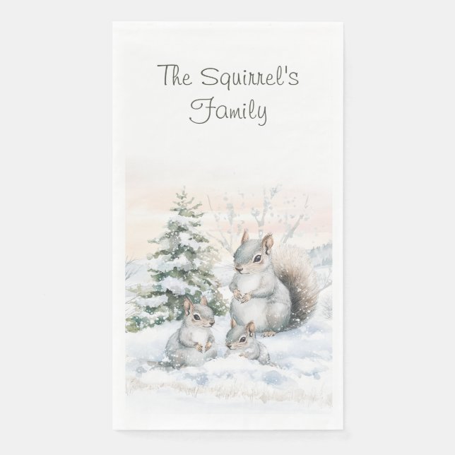 Servilleta De Papel Squirrels in Winter Snow  (Anverso)