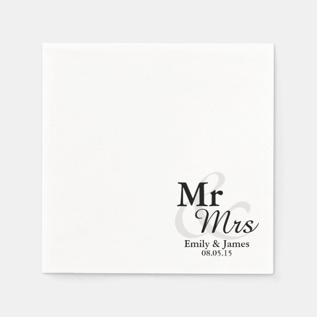 Servilleta De Papel Sr.&Mrs. Simple Elegant Typography Boda (Anverso)