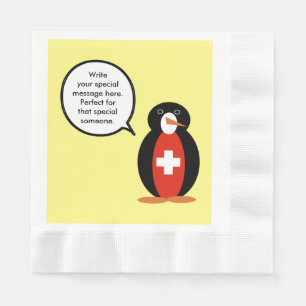 Servilleta De Papel Sr. Pingüino Hablando Bandera Suiza