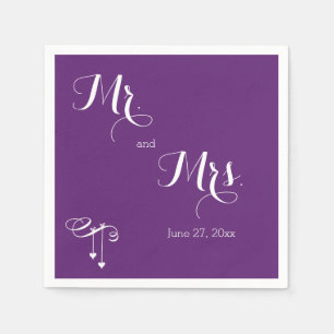 Servilleta De Papel Sr. Purple personalizado y Sra. Boda Napkins