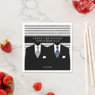 Servilleta De Papel Sr. Suit y Boda Gray Blue Ties