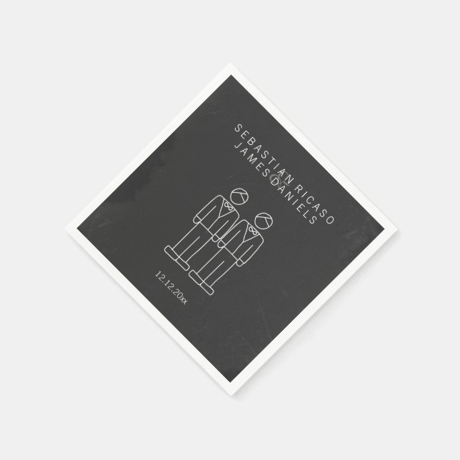 Servilleta De Papel Sr. y Sr. Doodle Gay Boda Personalizado (Borde)