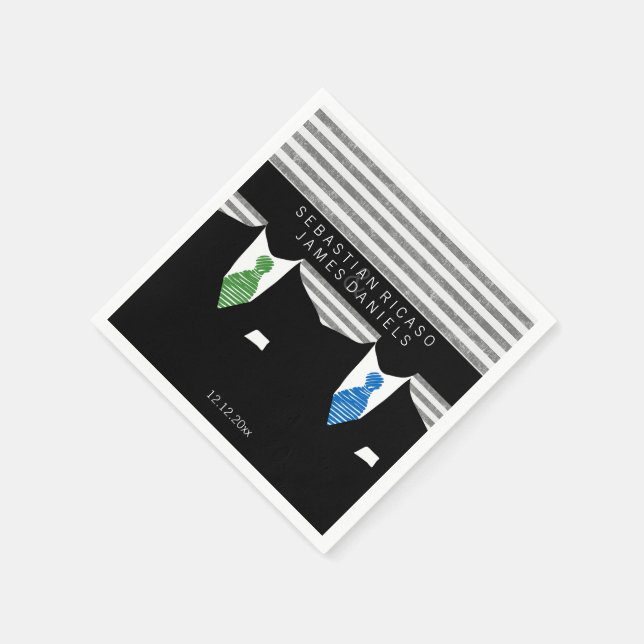 Servilleta De Papel Sr. y Sr. Suit y Boda Gay Green Blue Ties (Borde)