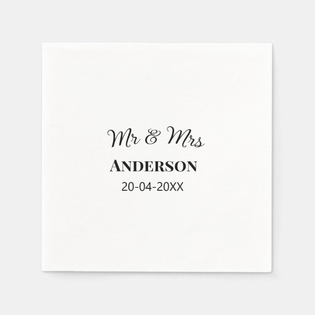 Servilleta De Papel Sr. y Sra. añada apellido fecha año de boda favor  (Anverso)