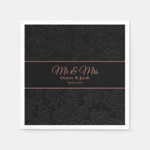 Servilleta De Papel Sr. Y Sra. Black Rosa Gold Floral Elegante Moderno