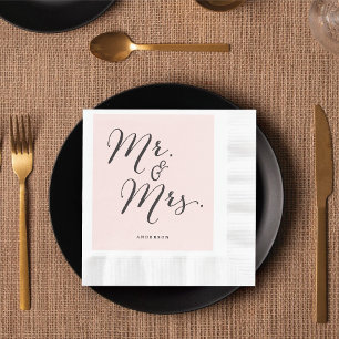 Servilleta De Papel Sr. y Sra. Classic Script Calligraphy Name Boda