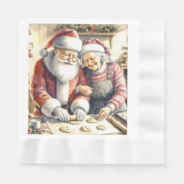 Servilleta De Papel Sr. y Sra. Claus Baking Cookies Navidades Personal