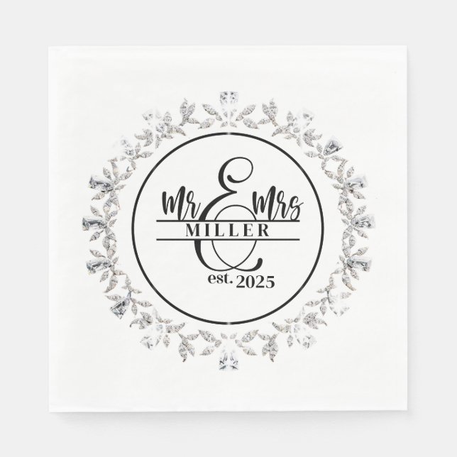 Servilleta De Papel Sr. y Sra. Custom Name Napkins (Anverso)