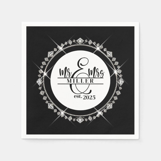 Servilleta De Papel Sr. y Sra. Custom Name Napkins (Anverso)