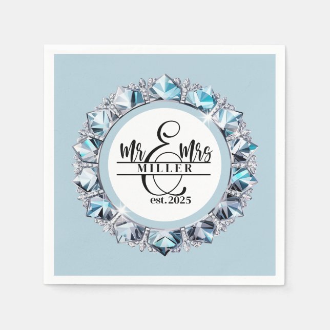 Servilleta De Papel Sr. y Sra. Custom Name Napkins (Anverso)