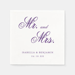 Servilleta De Papel Sr. y Sra. Elegant Formal Royal Purple Boda