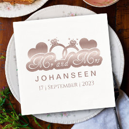 Servilleta De Papel Sr. y Sra. Elegant Rosa Relieve metalizado dorado 