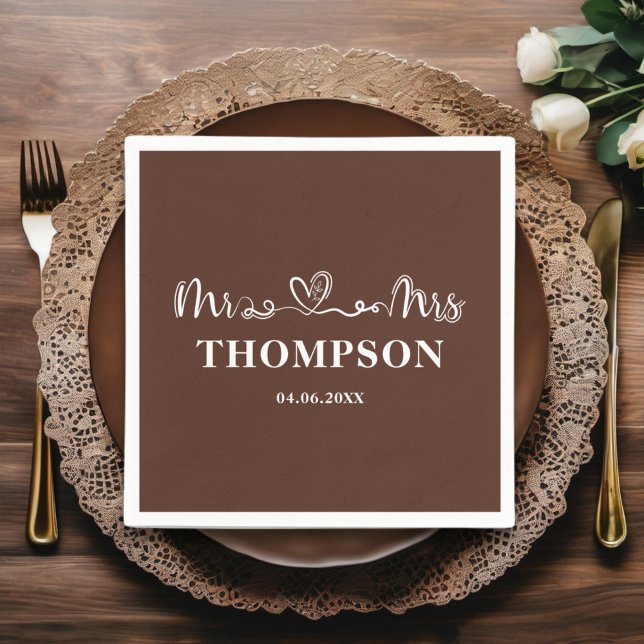 Servilleta De Papel Sr. y Sra. Elegant Simple | Marrón (Subido por el creador)