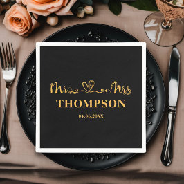 Servilleta De Papel Sr. y Sra. Elegant Simple | Oro negro