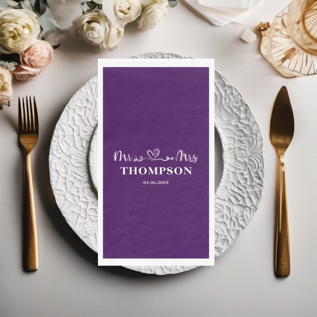 Servilleta De Papel Sr. y Sra. Elegant Simple | Púrpura (Subido por el creador)