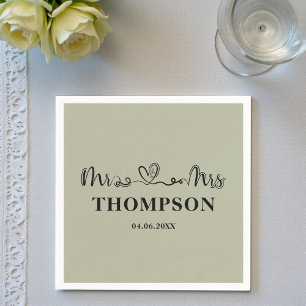Servilleta De Papel Sr y Sra Elegante Simple Gris Cemento