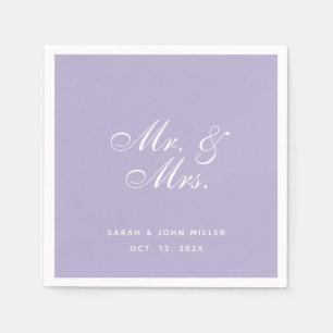 Servilleta De Papel Sr y Sra Lavender Boda Purple White Script