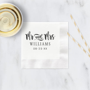 Servilleta De Papel Sr. y Sra. Modern Black Handwriter Boda