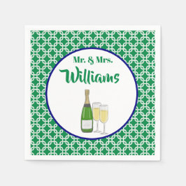 Servilleta De Papel Sr. y Sra. Script Flutes Geométricas de Champagne