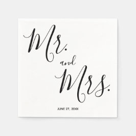 Servilleta De Papel Sr. y Sra. Simple Script Boda Napkins
