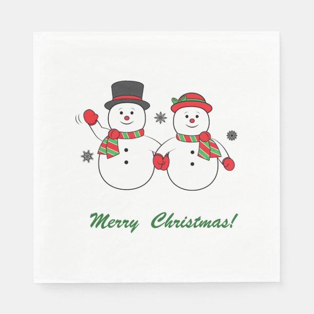 Servilleta De Papel Sr. y Sra. Snowman Feliz Navidad (Anverso)