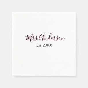 Servilleta De Papel Sra agregar nombre apellido negro rosa est año mod