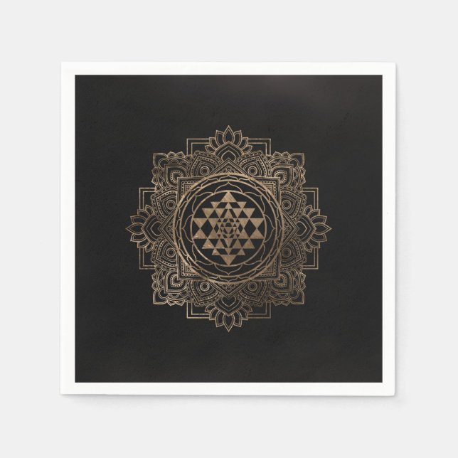 Servilleta De Papel Sri Yantra / Sri Chakra en loto dorado (Anverso)