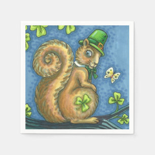 SERVILLETA DE PAPEL ST. EL DÍA DE PATRICK LEPRECHAUN IRISH SQUIRREL, A