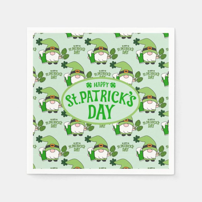 Servilleta De Papel St. Patrick’s Day Gnome Napkins (Anverso)