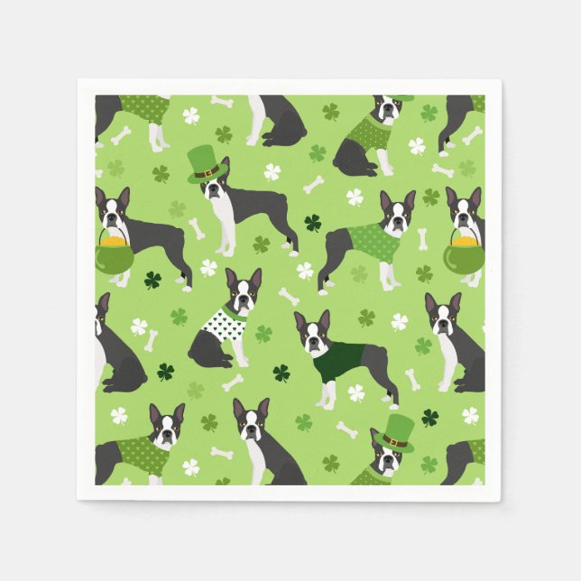 Servilleta De Papel St. Patrick's Day Boston Terrier (Anverso)