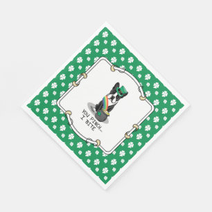 Servilleta De Papel St. Patrick's Day Boston Terrier Dog (negro) Graci