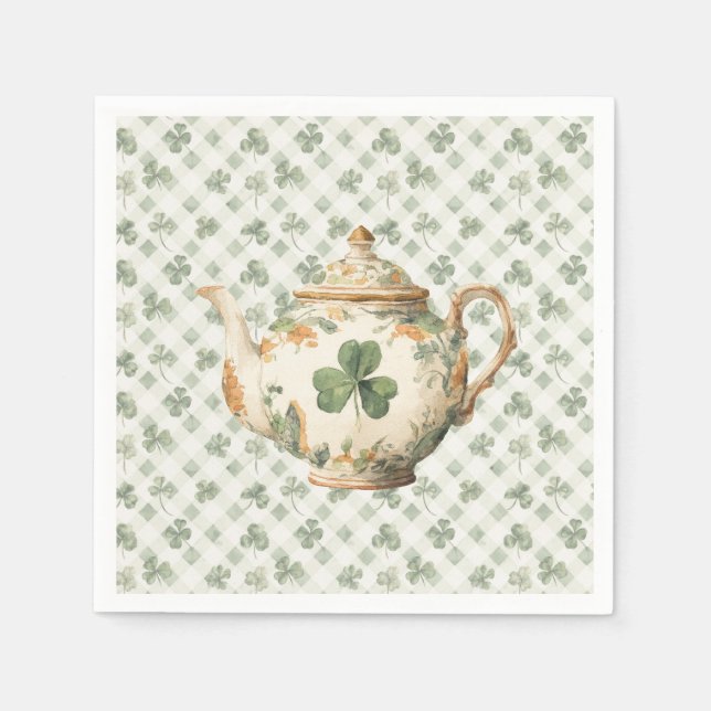 Servilleta De Papel  St Patrick's Day Clover Tea Pot (Anverso)