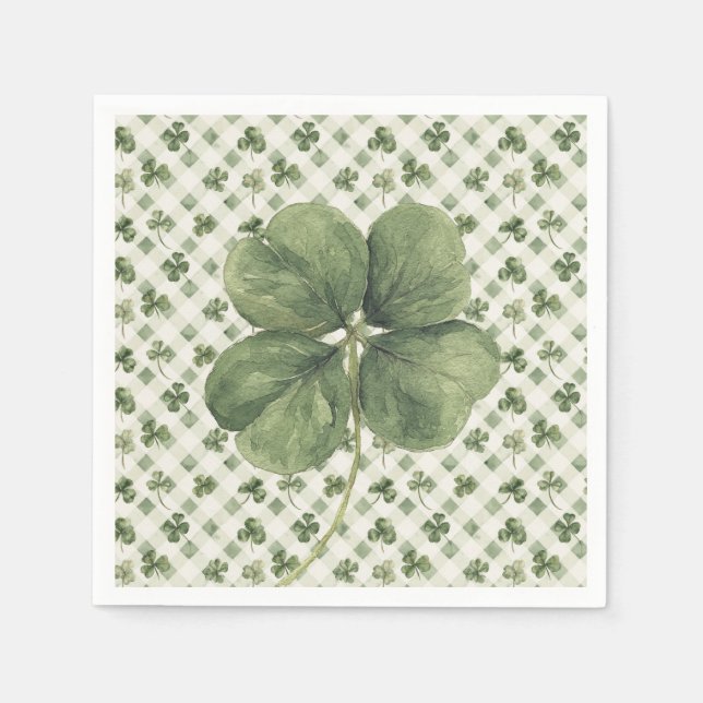 Servilleta De Papel  St Patrick's Day Four Leaf Clover  (Anverso)
