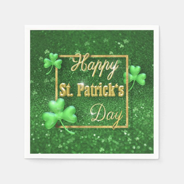 Servilleta De Papel St. Patrick's Day Gold Shamrock (Anverso)