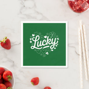 Servilleta De Papel St Patrick's Day Heart Lucky Clover Shamrock