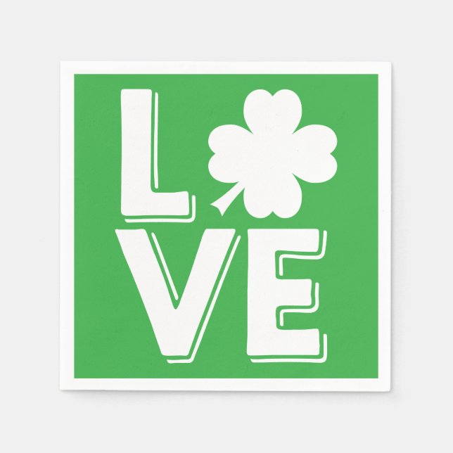 Servilleta De Papel St. Patrick's Day Irish Love Green Shamrock (Anverso)