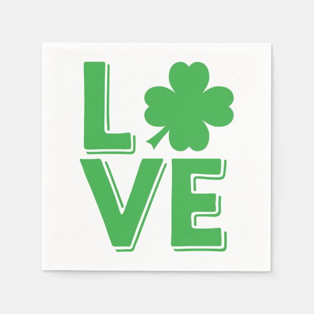 Servilleta De Papel St. Patrick's Day Irish Love Green Shamrock (Anverso)