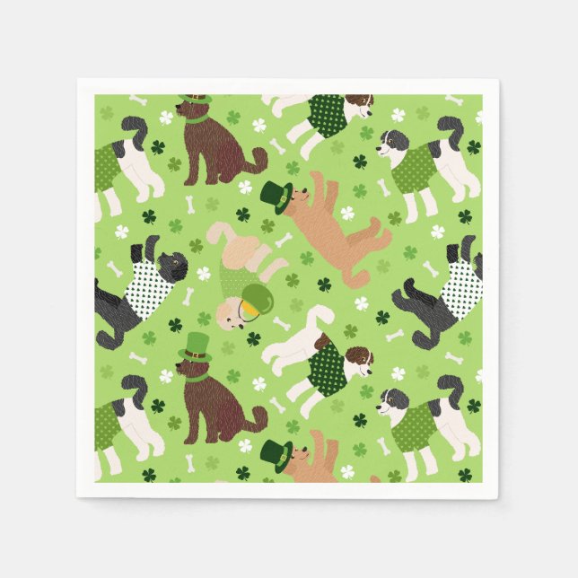 Servilleta De Papel St. Patrick's Day Labradoodle / Goldendoodle (Anverso)